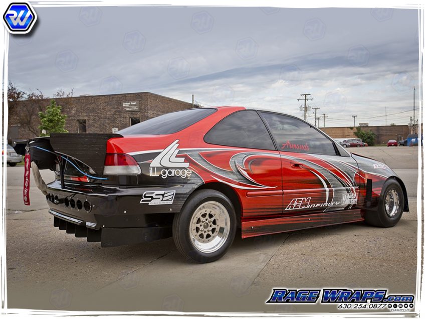 RS3 Racing Honda Civic Drag Car Race Car Wrap Rage Wraps