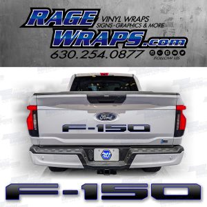 Ford f-150 Lightning Tailgate Gray to Black Fade with Blue Outline Decal
