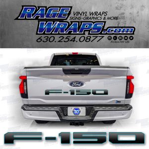 Ford f-150 Lightning Tailgate Gray to Black Fade with Cyan Outline Decal