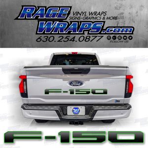 Ford f-150 Lightning Tailgate Gray to Black Fade with Green Outline Decal