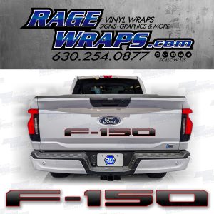 Ford f-150 Lightning Tailgate Gray to Black Fade with Red Outline Decal