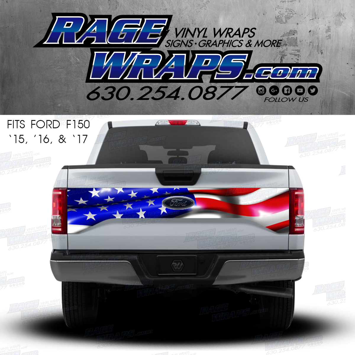 Ford F-150 LArge American Flag Tailgate Decal