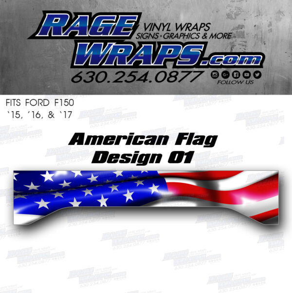 2015-2017 Ford F-150 Tailgate Large American Flag Design Wrap