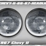 Custom airbrushed headlight kit that fits a Harwood 1966-67 Chevy II Nova front end.
