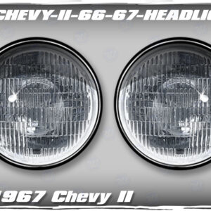Custom airbrushed headlight kit that fits a Harwood 1966-67 Chevy II Nova front end.